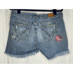 Vigoss Cut Off Shorts Women's Size 13 USA Heart Faded Slits on Side 34" Waist